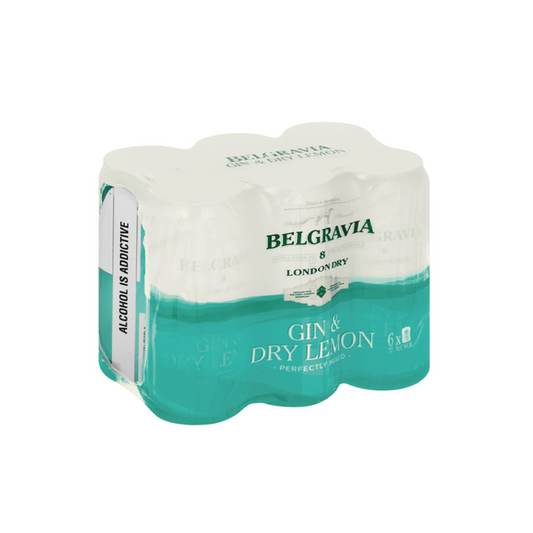 Belgravia Gin & Dry Lemon 440ml Cans - 6 Pack