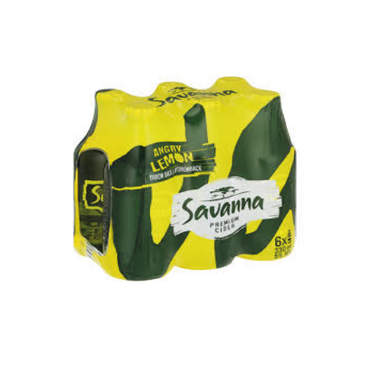 Savanna Angry Lemon 330ml Bottle - 6 Pack